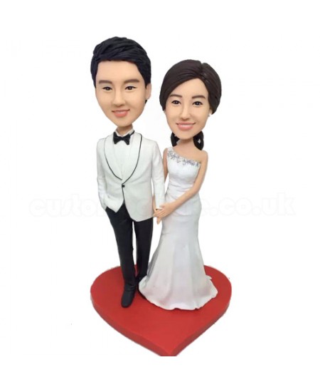 white formal dress wedding custom bobbleheads