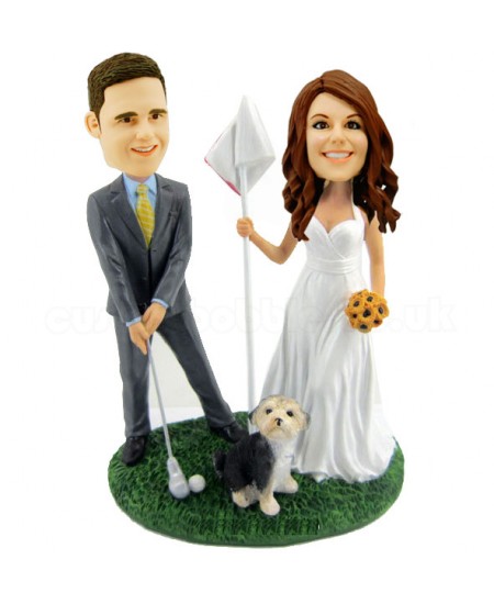 wedding cake topper golf bobblehead
