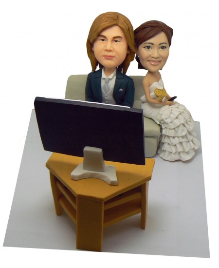 custom bobblehead at home watching TV