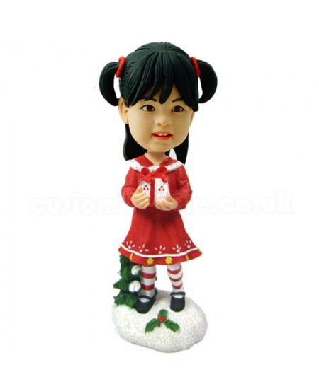 custom christmas bobble head kid with gift