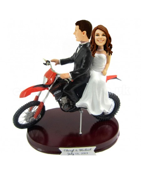 motorcyclist couple wedding bobblehead
