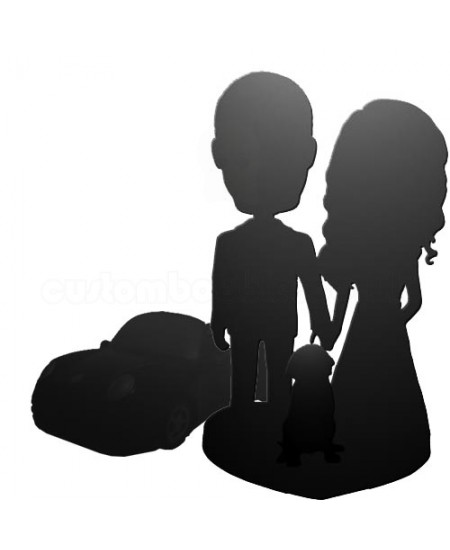 personalised bobblehead for couple and dog and car