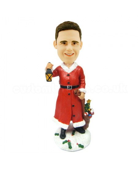 custom christmas bobble head male with lamp