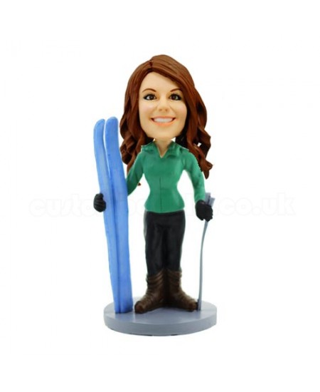custom bobblehead skiing woman