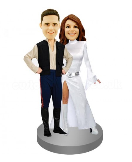 hans solo and princess leia star wars couples custom bobblehead