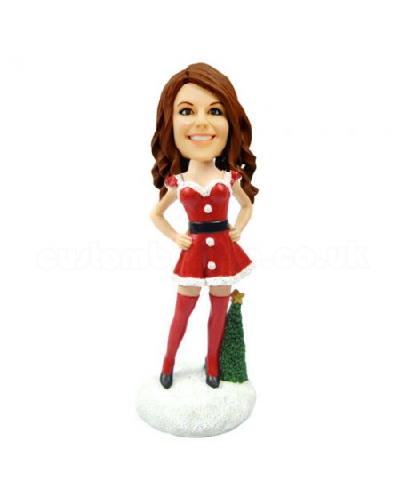 customized christmas bobble head sexy woman with christmas tree