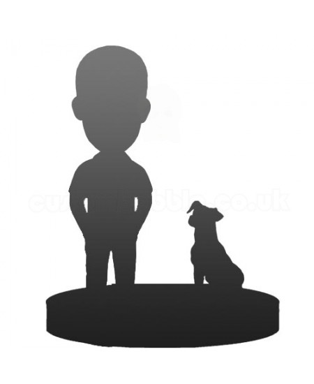 one person and pet customised bobble head