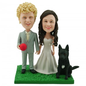 custom american football fans couple and a dog