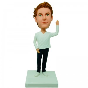 custom bobblehead casual man say hi