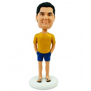 custom bobblehead casual man wear a pair of flip flops