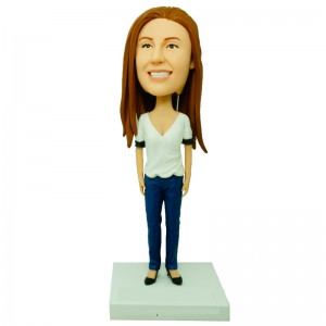 custom female bobblehead with low cut shirt
