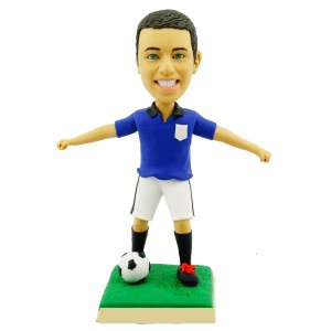 custom soccer player bobblehead dribbling the ball