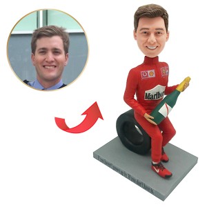 custom F1 racer with champagne bobblehead