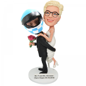 custom racing couple wedding bobbleheads