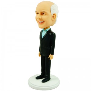 customised boss bobblehead in black suit