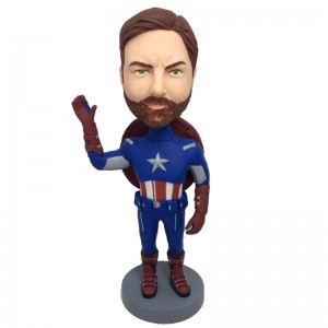 customised captain american boblehead saying hello
