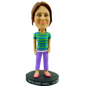 customised casual girl in colorful stripe shirt bobblehead