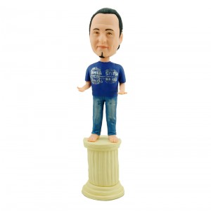 customised casual man standing on a pillar
