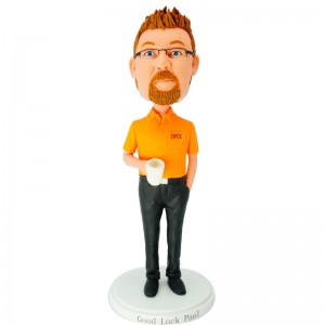 customised office casual man holding a cap bobblehead