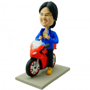 customised superhero rading a motorcyclist bobblehead