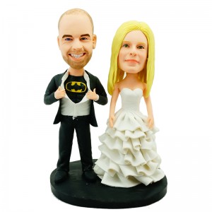 customised wedding cake topper bride tearing off shirt showing batman logo
