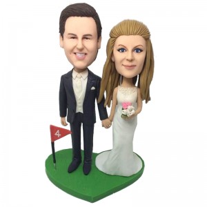 customised wedding cake topper golf flag theme