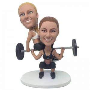 customised weightlifting female couple bobblehead