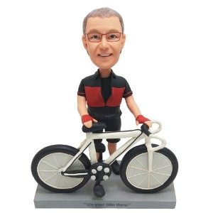 customised cyclist bobblehead in racing suit