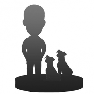 head-to-toe custom one bobblehead with two pets