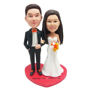 Newly-married couple in formal dress custom wedding bobblehead