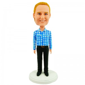 personalised blue white check shirt