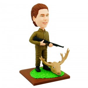 personalised hunter bobblehead holding a gun