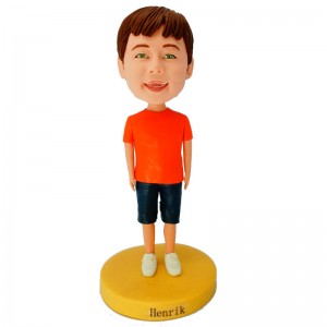 personalised kid in red t shirt bobblehead