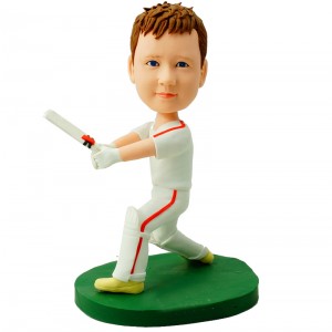 personalised kids cricket bobblehead waving a bat