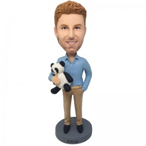 personalised male bobblehead with a panda