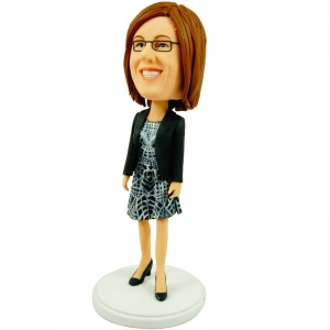 personalised office lady bobblehead in one piece dress
