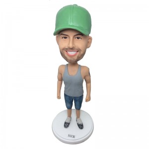 personalised strong man bobblehead in undershirt