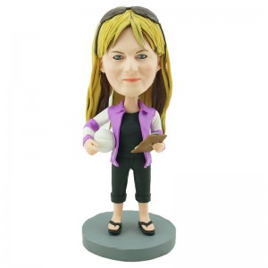personalised volleyball coach bobble head doll