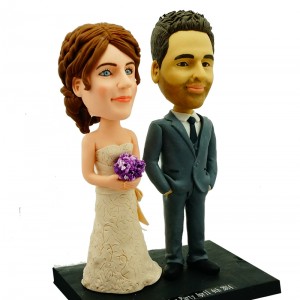 personalised wedding bobbleheads cake topper