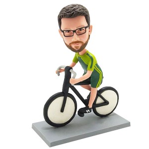 personalised cycling bobblehead wearing a racing suit