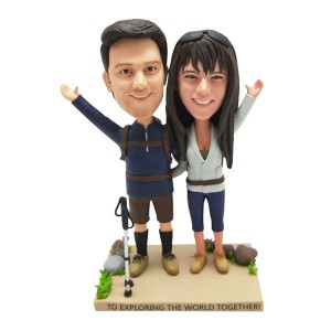 personalised traveller couple bobblehead