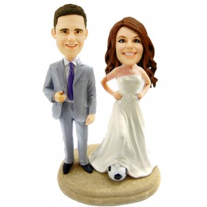 custom football fans couple bobblehead