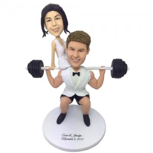 costom funny weight lifting couple bobbleheads
