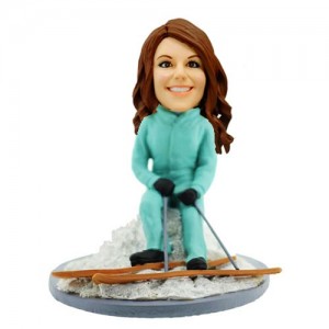customized skiing lady bobblehead