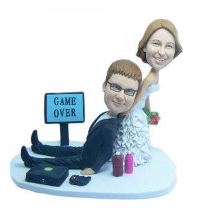 game over couple wedding cake topper