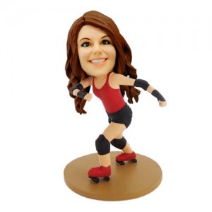 roller skates girl custom bobblehead