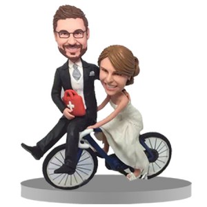 custom funny cycling couple bobbleheads
