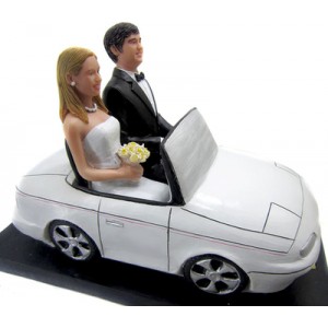 wedding car couple bobbleheads