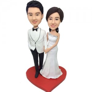 white formal dress wedding custom bobbleheads