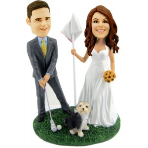 wedding cake topper golf bobblehead